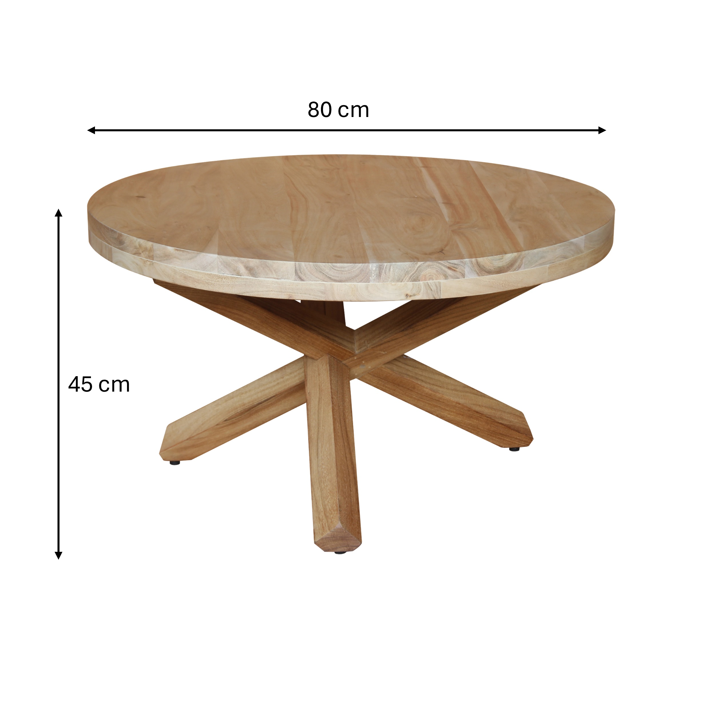 Coffee Table Round With Wooden Matrix Leg 80 Acacia