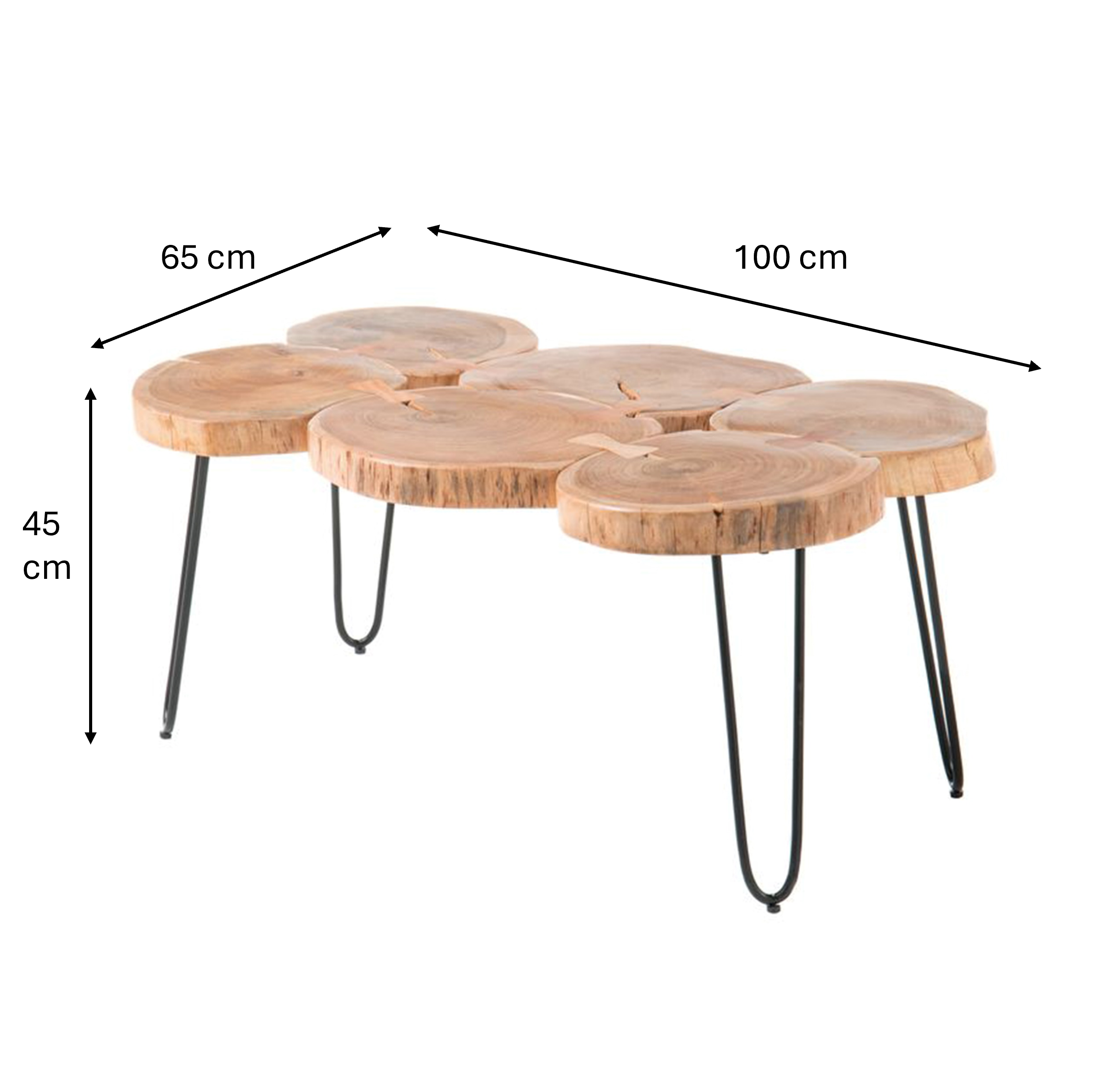 Six Log Coffee Table Round With Hairpin Leg 100 Acacia
