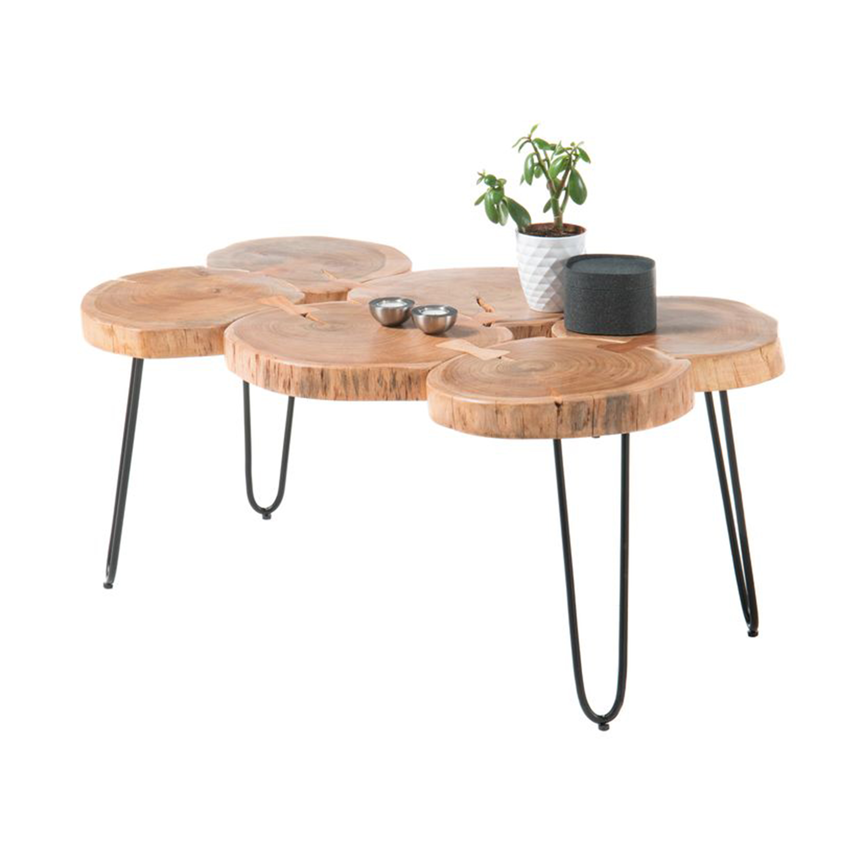 Six Log Coffee Table Round With Hairpin Leg 100 Acacia
