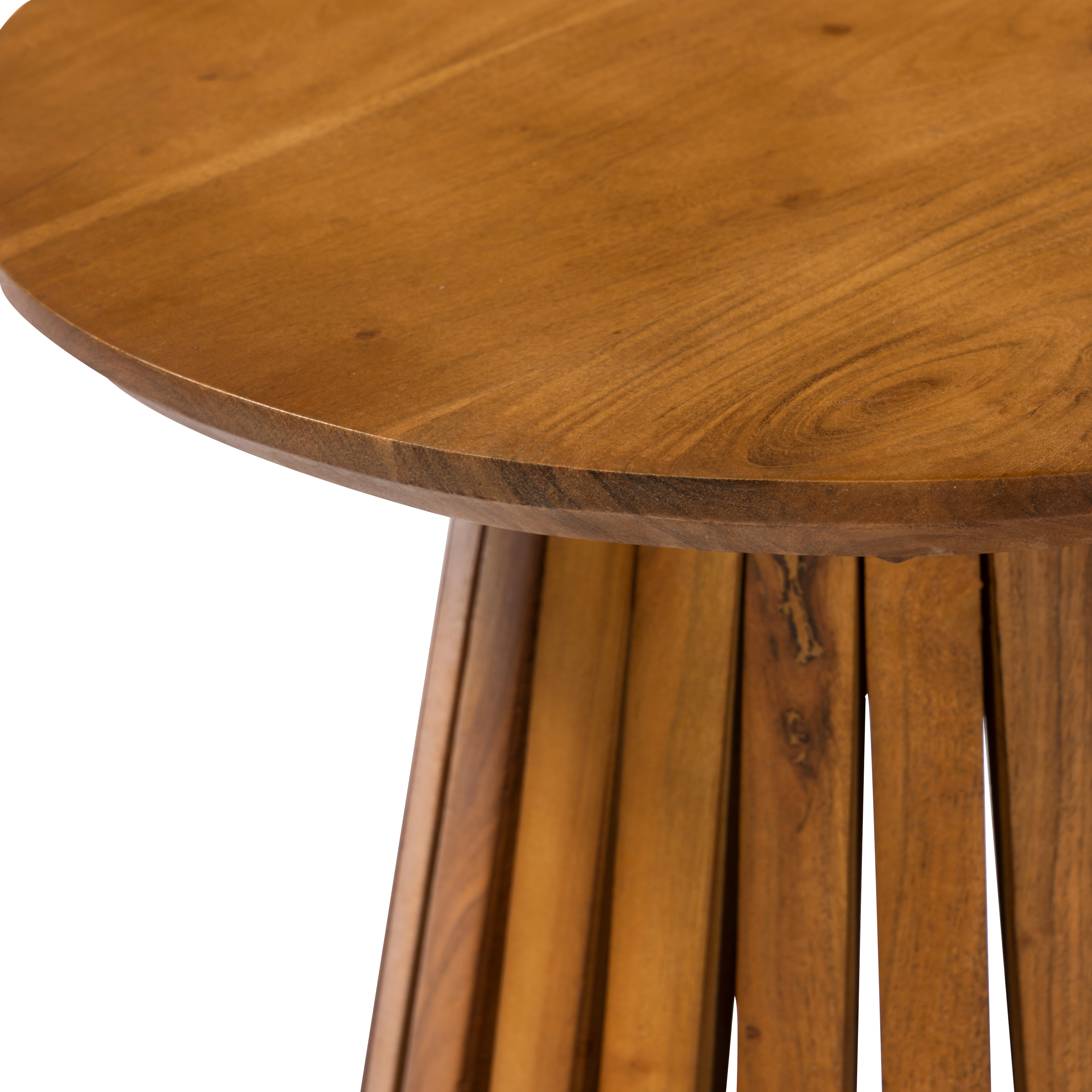 Side Table Round With Slated Base 45 Acacia