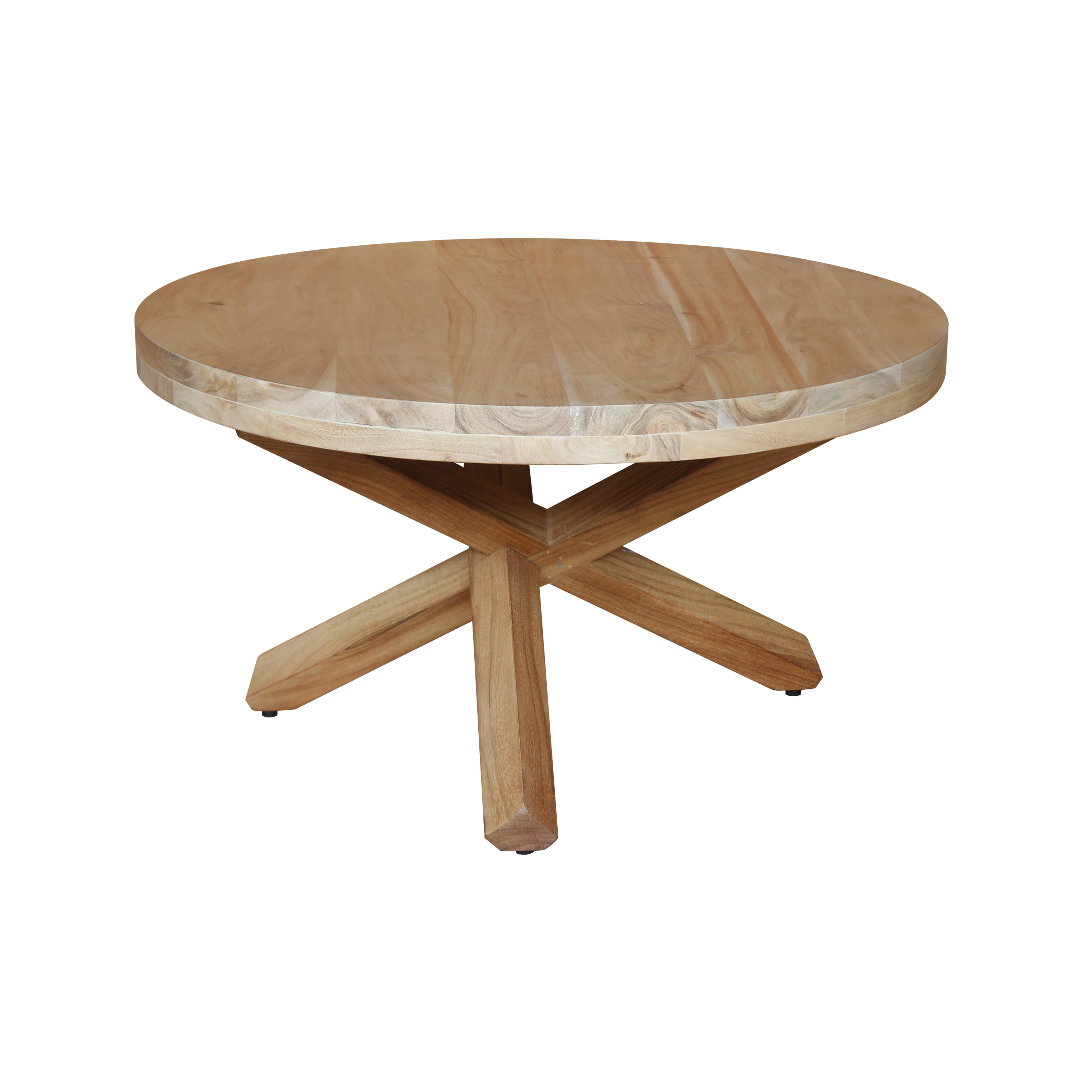 Coffee Table Round With Wooden Matrix Leg 80 Acacia