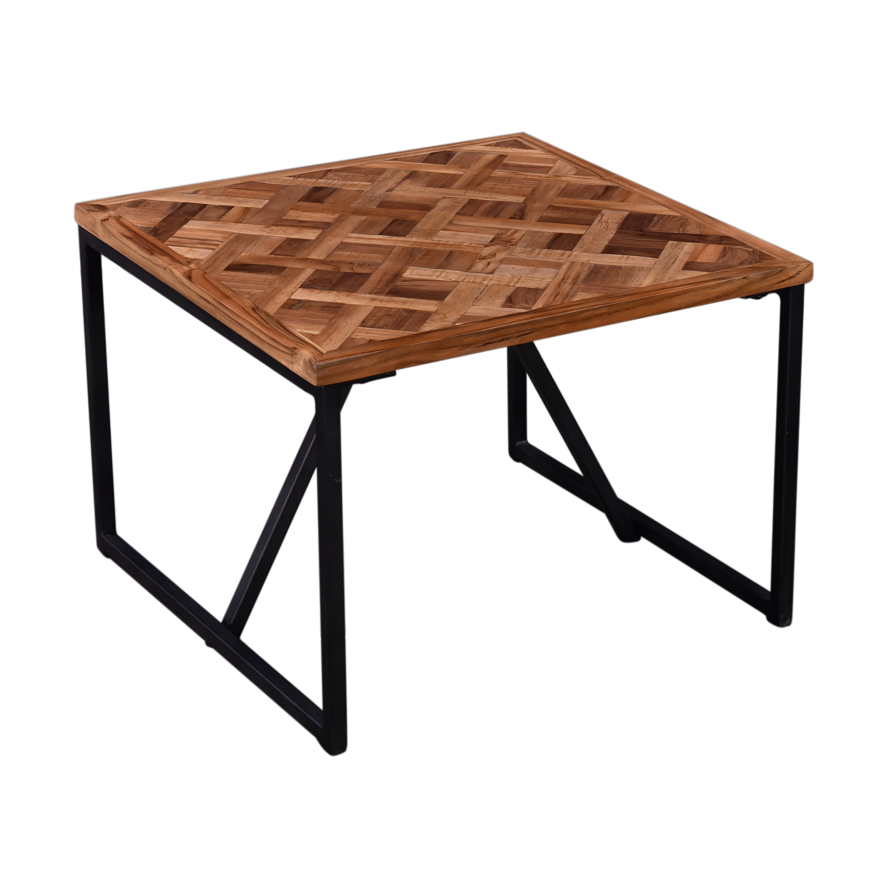 Set Of 2 Coffee Table Square 60 Recycle Teak