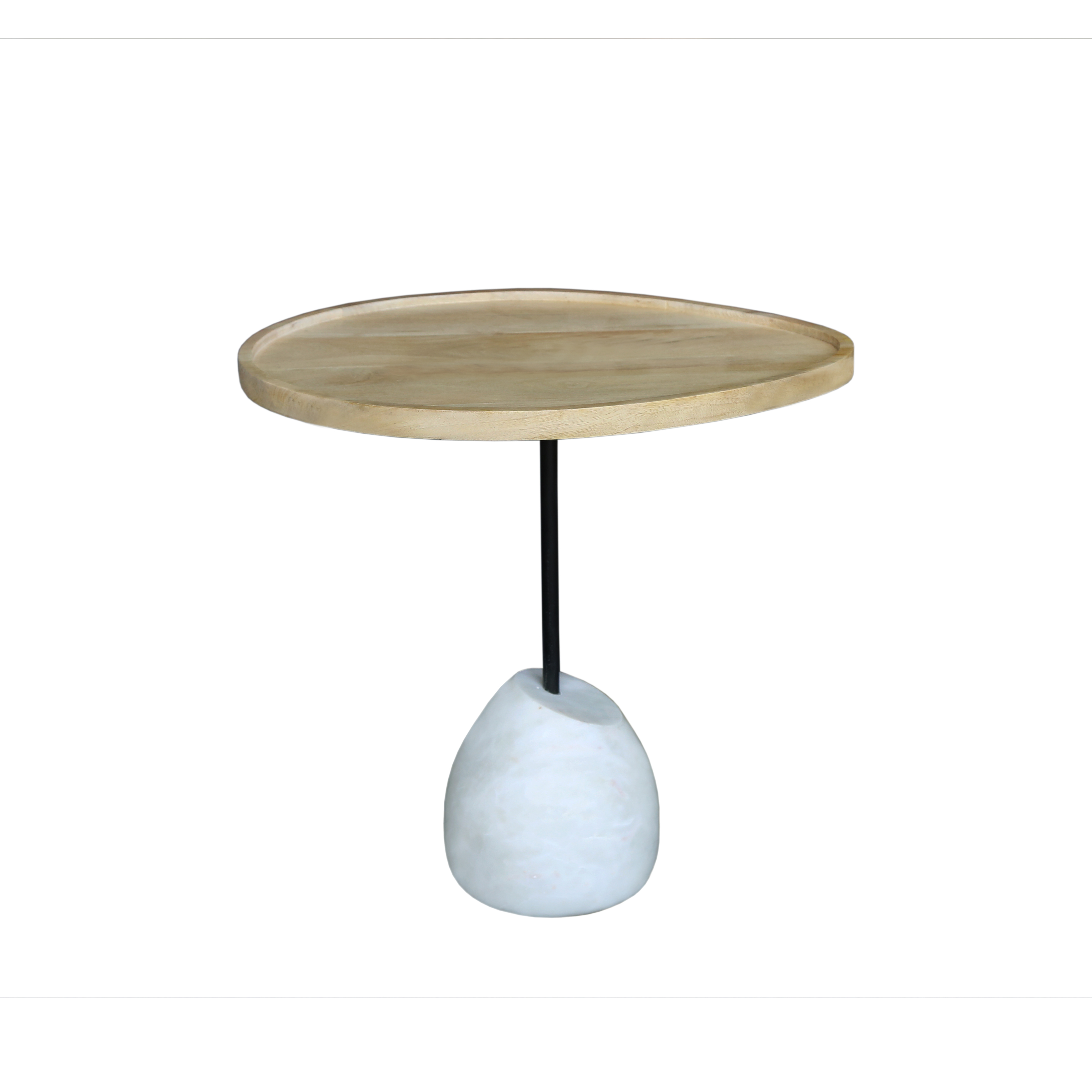 Side Table Oval With Marble Base 56 Mango