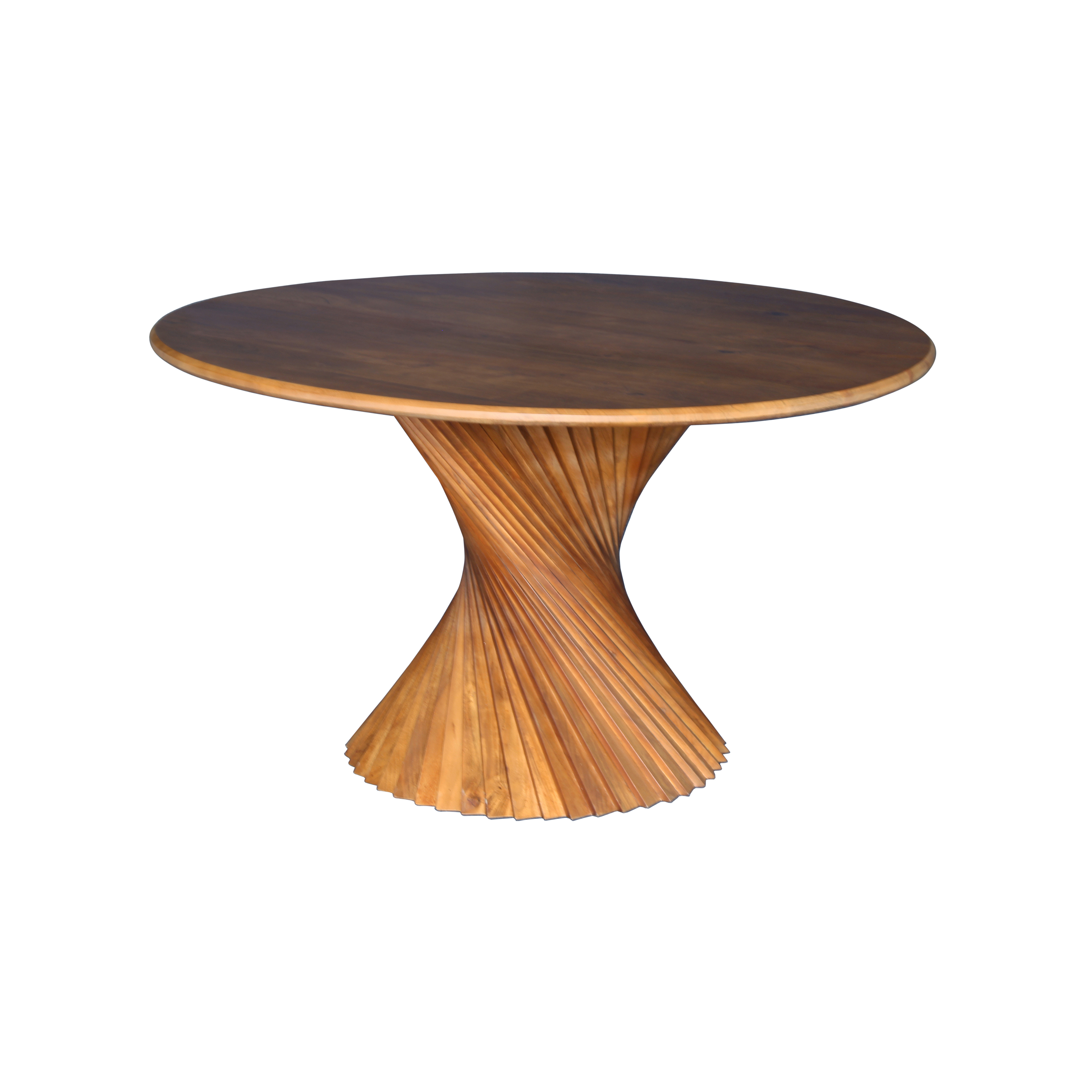Dining Table Round With Spiral Wooden Base 130 Acacia