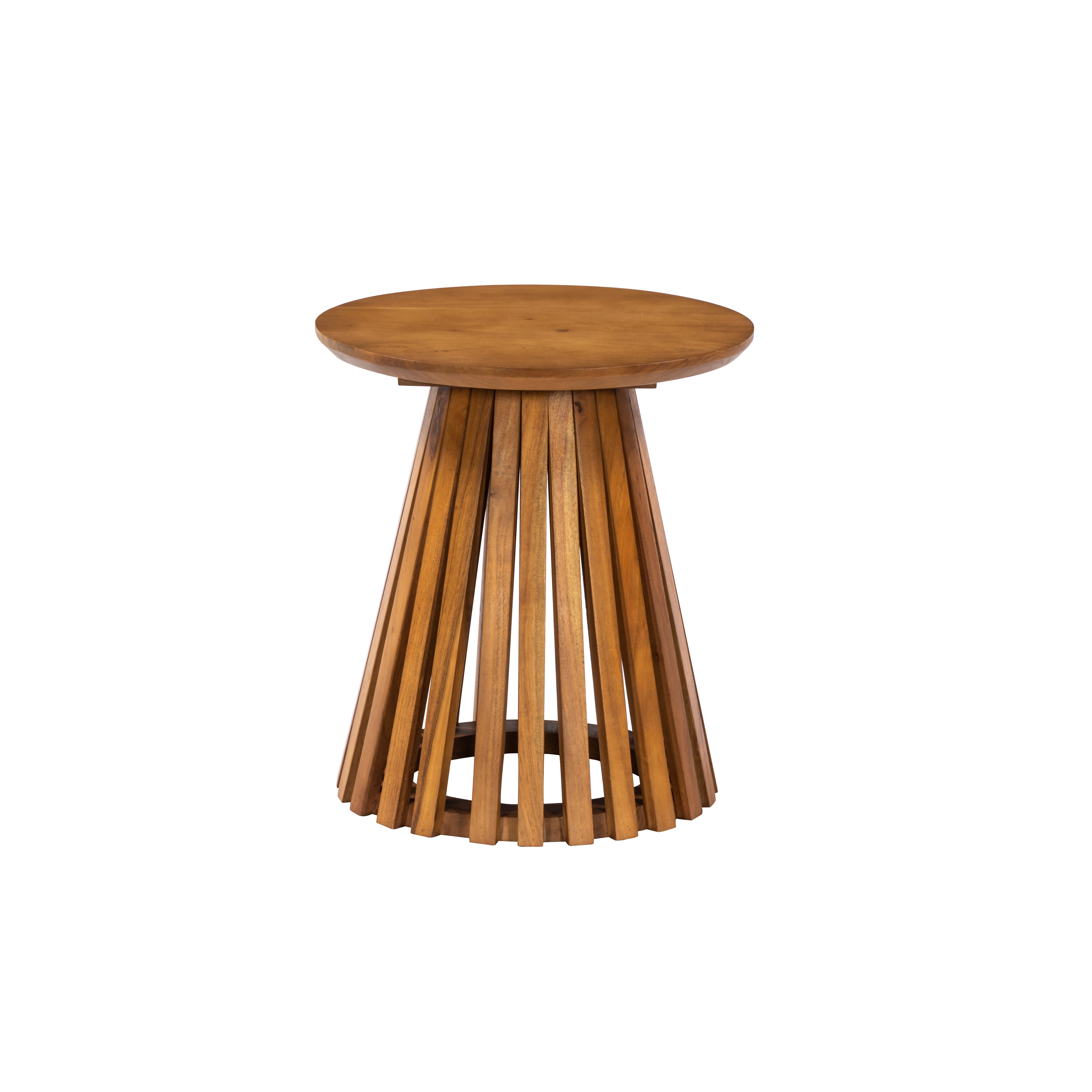 Side Table Round With Slated Base 45 Acacia