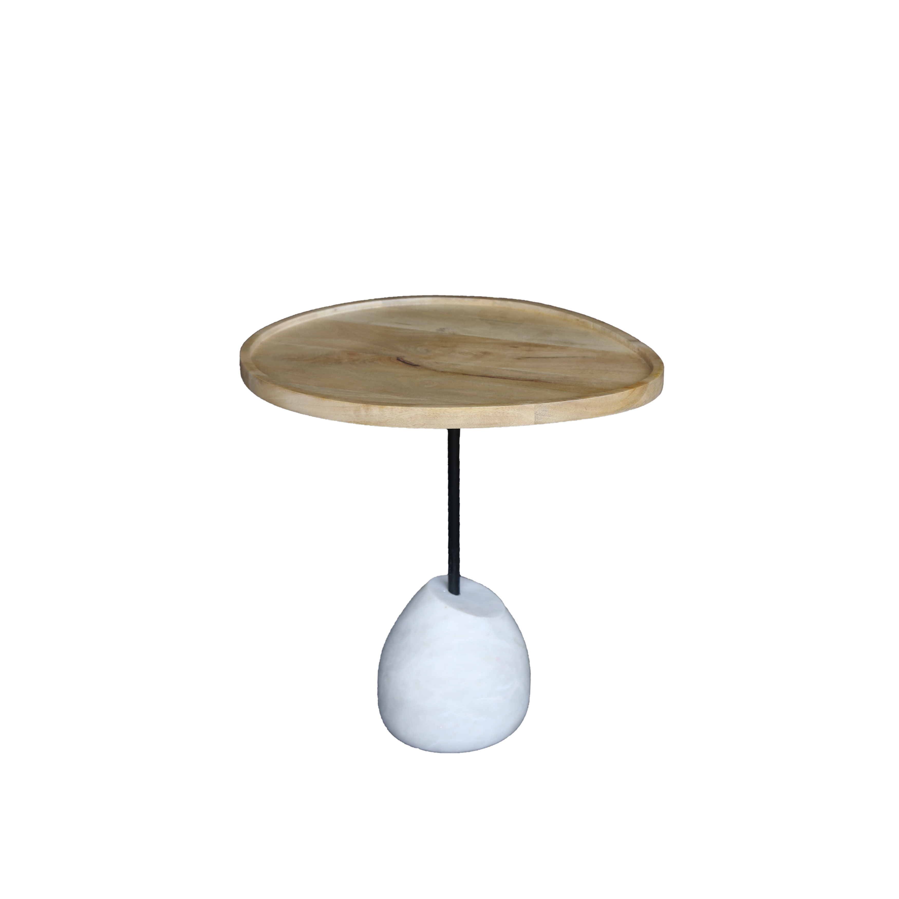 Side Table Oval With Marble Base 56 Mango