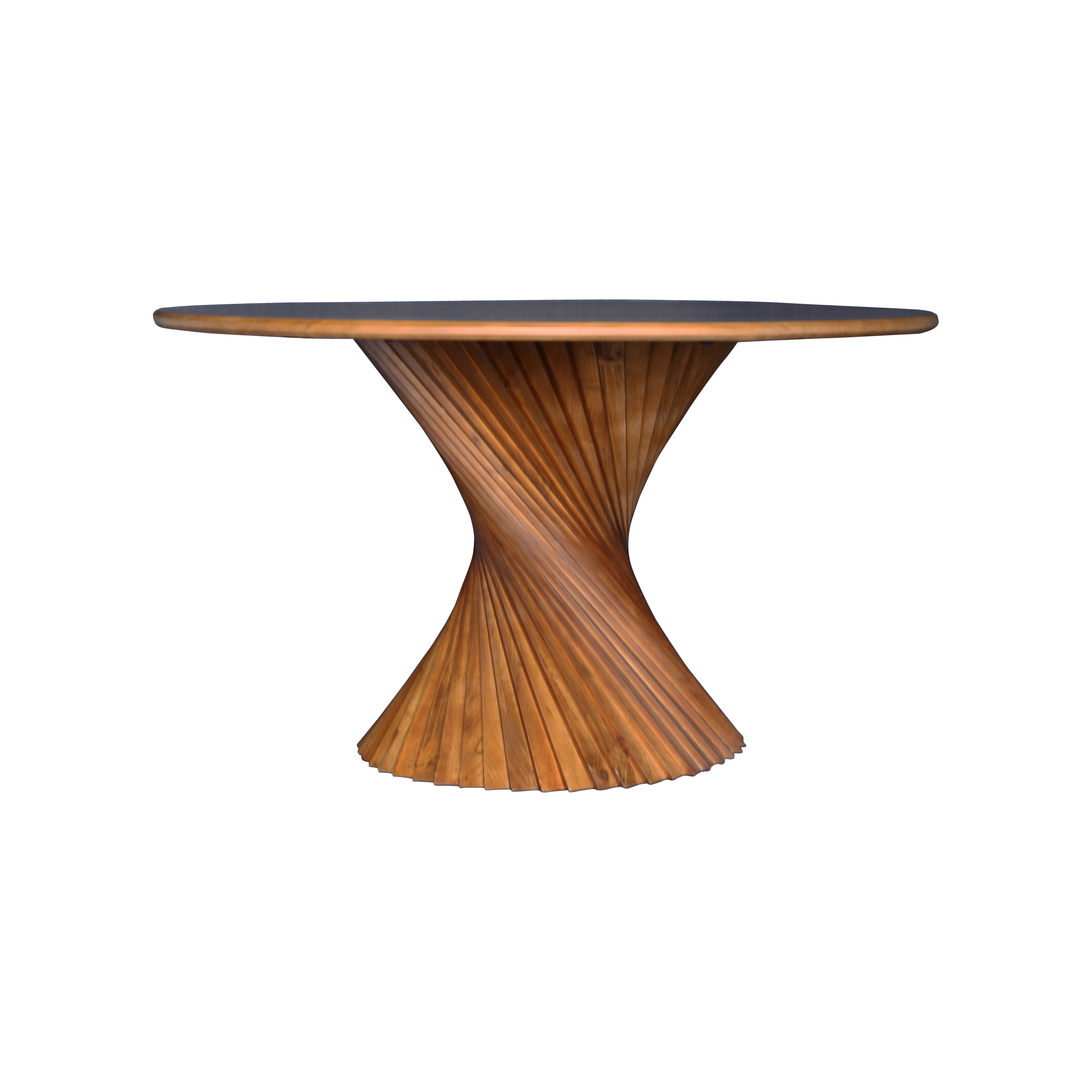 Dining Table Round With Spiral Wooden Base 130 Acacia