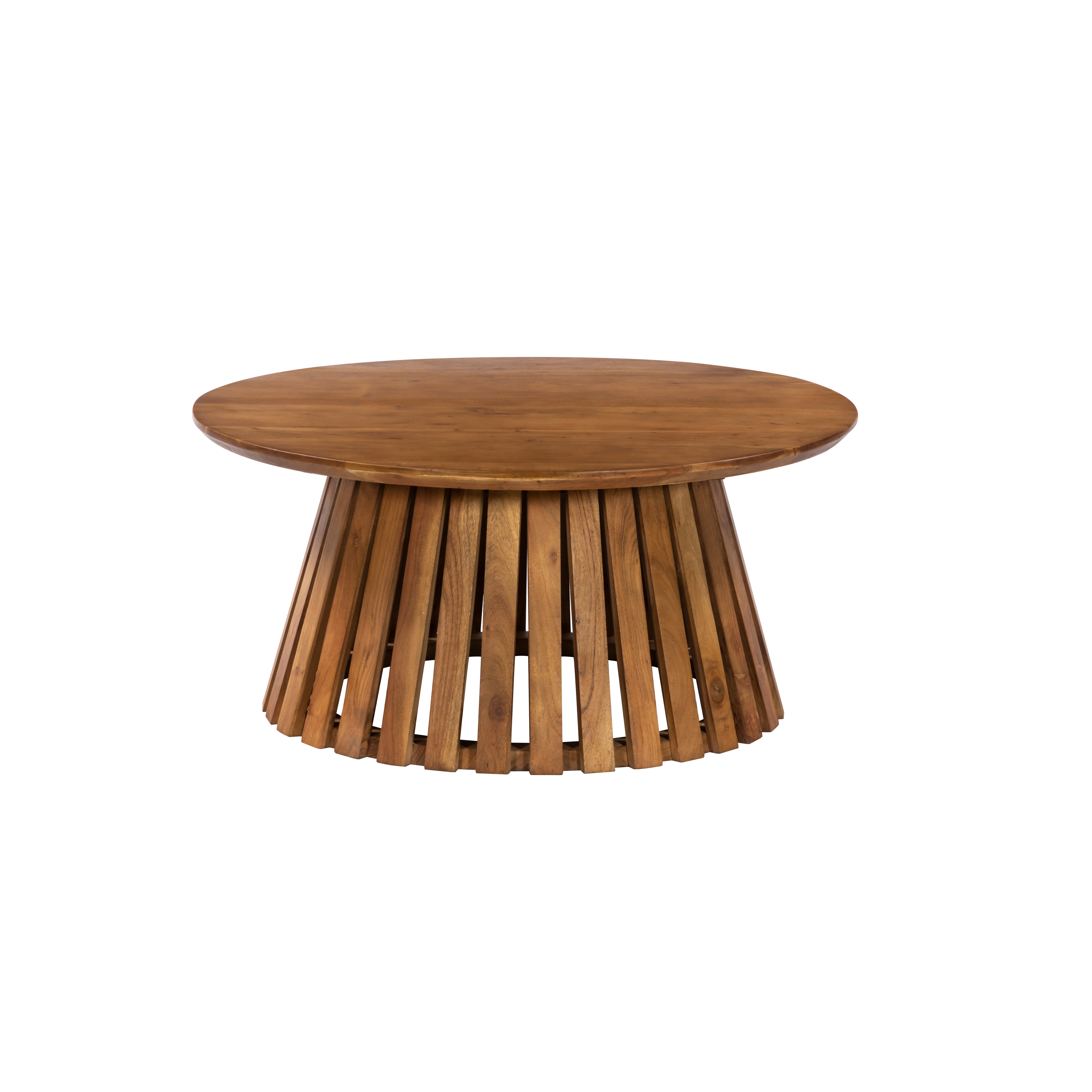 Coffee Table Round With Slated Base 80 Acacia