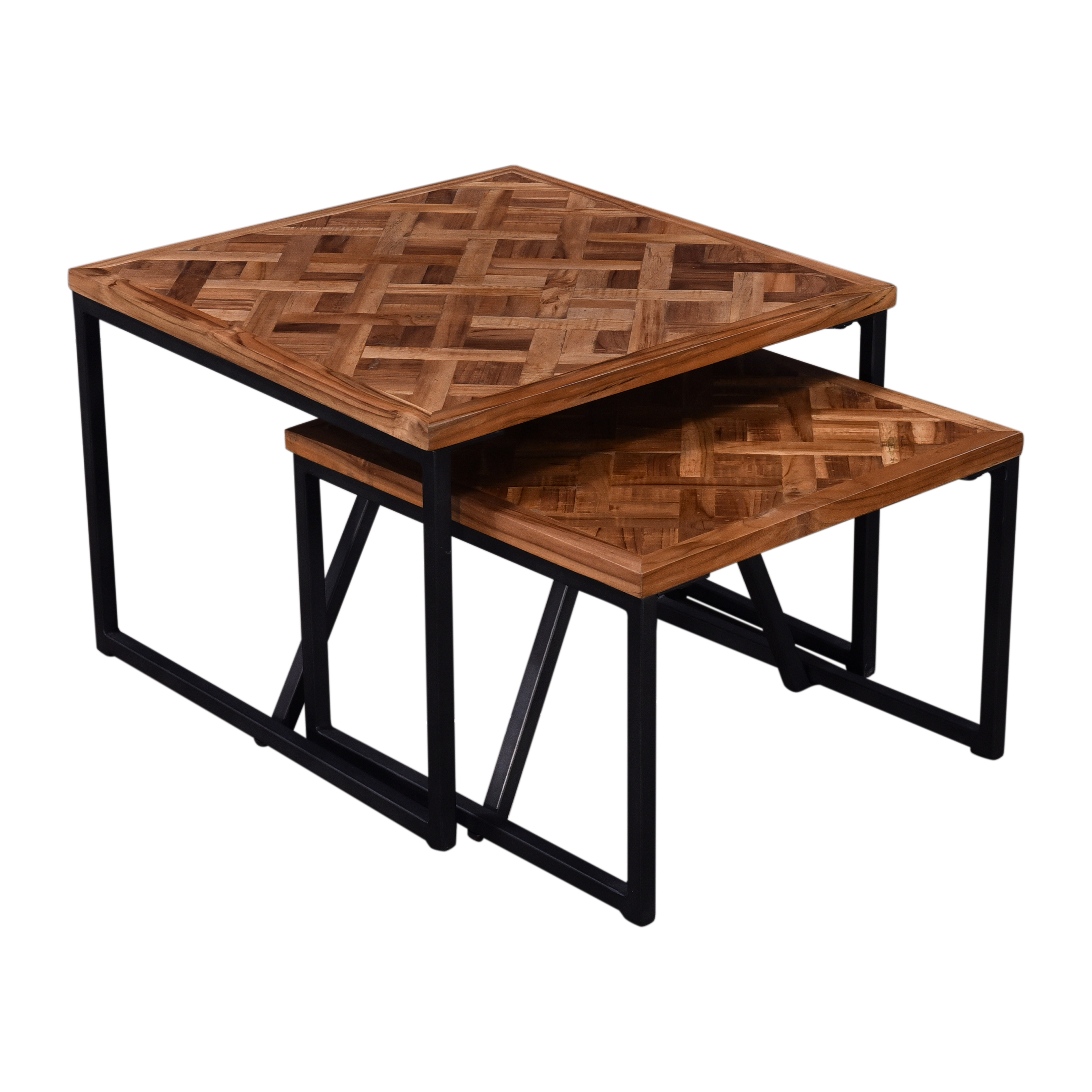 Set Of 2 Coffee Table Square 60 Recycle Teak
