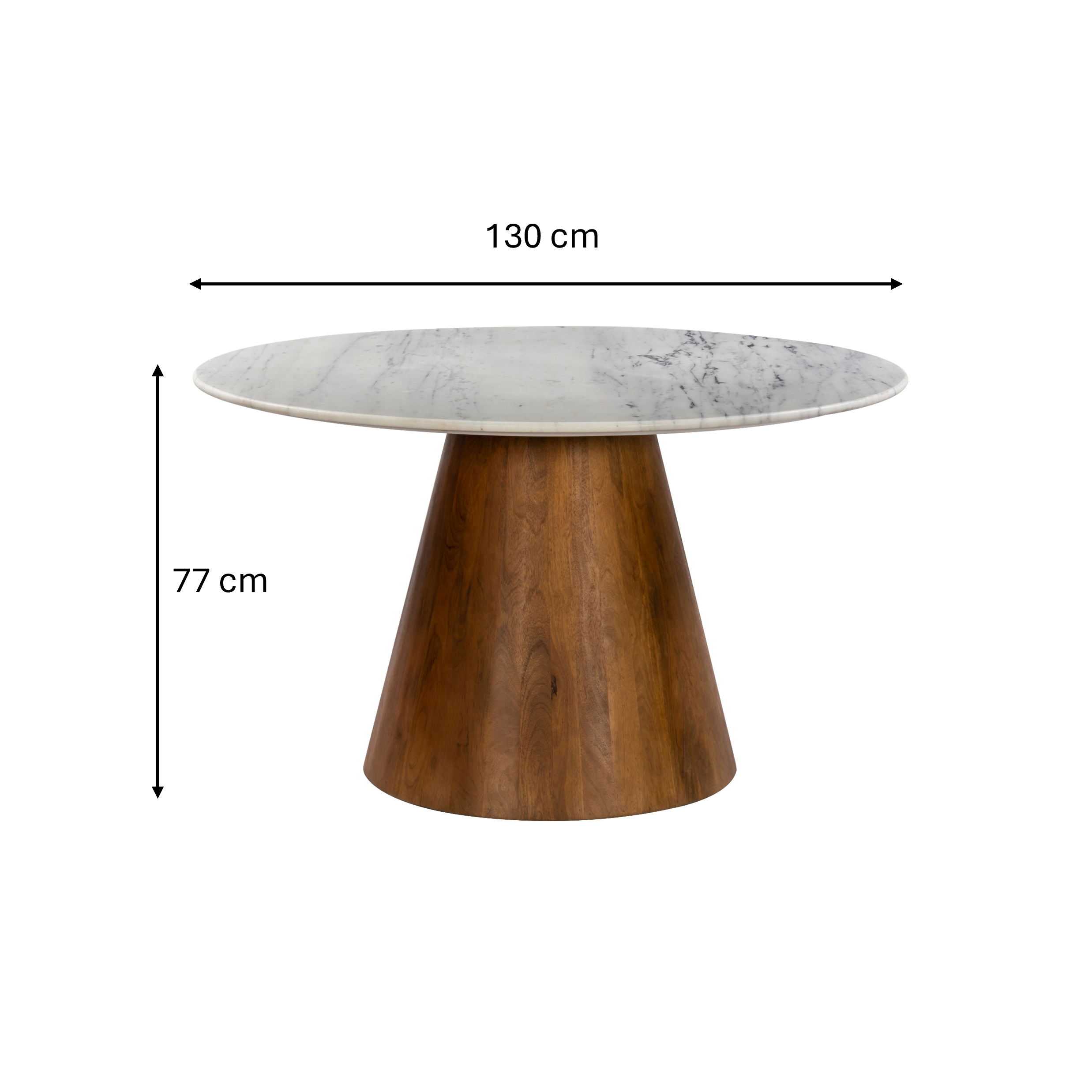 Dining Table Round With Wooden Base 130 Marble