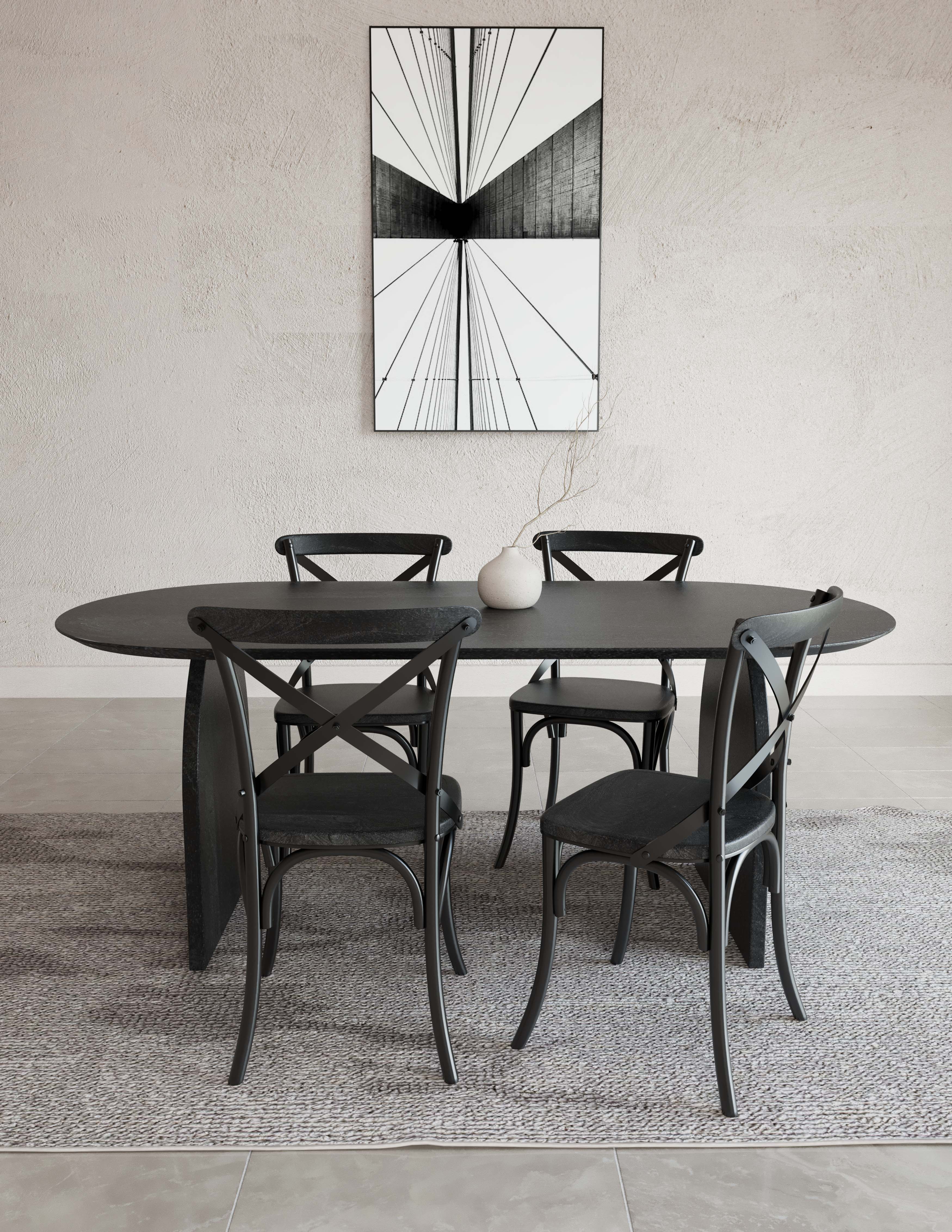 Noir Sophistication in an Oval Silhouette