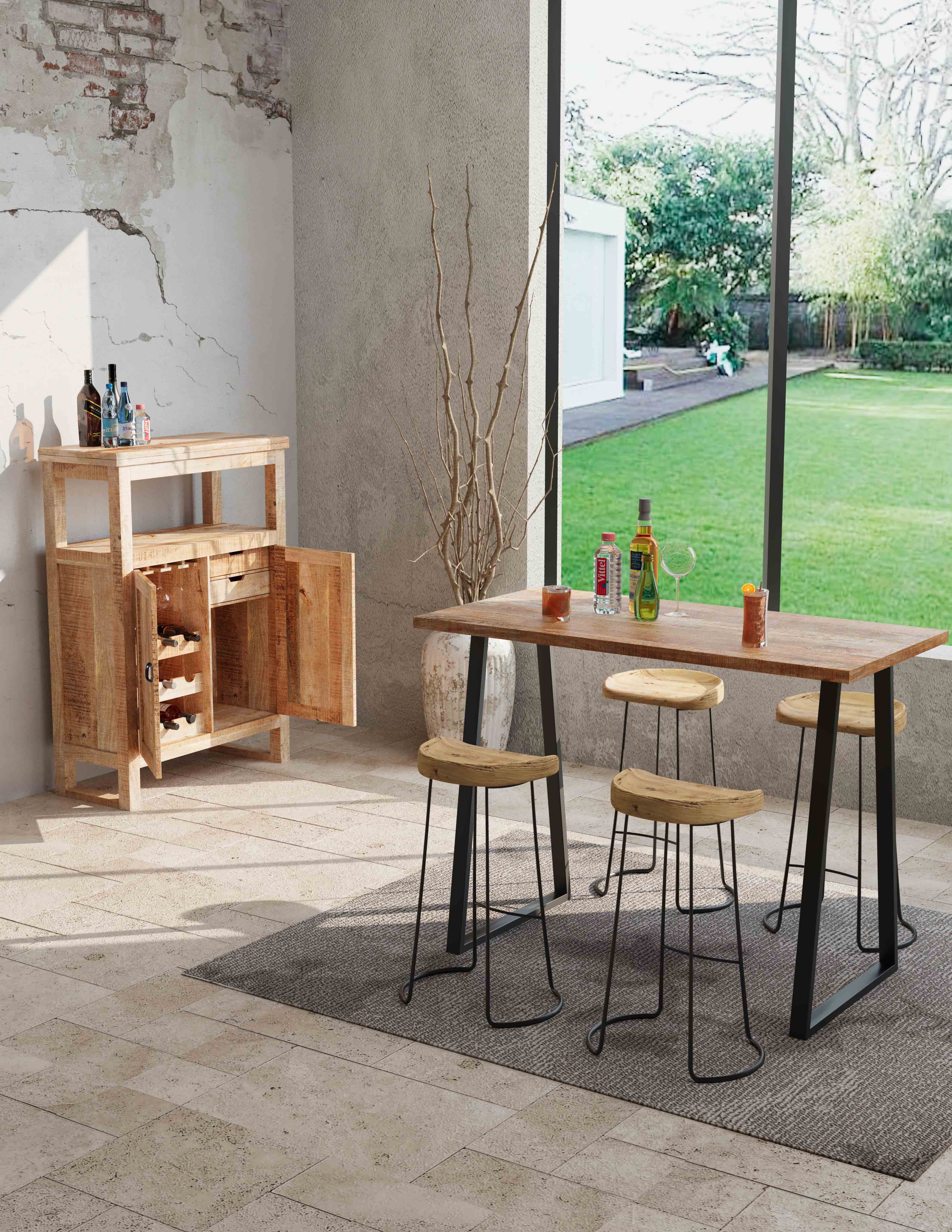 Industrial Social Suite in Natural Mango Wood