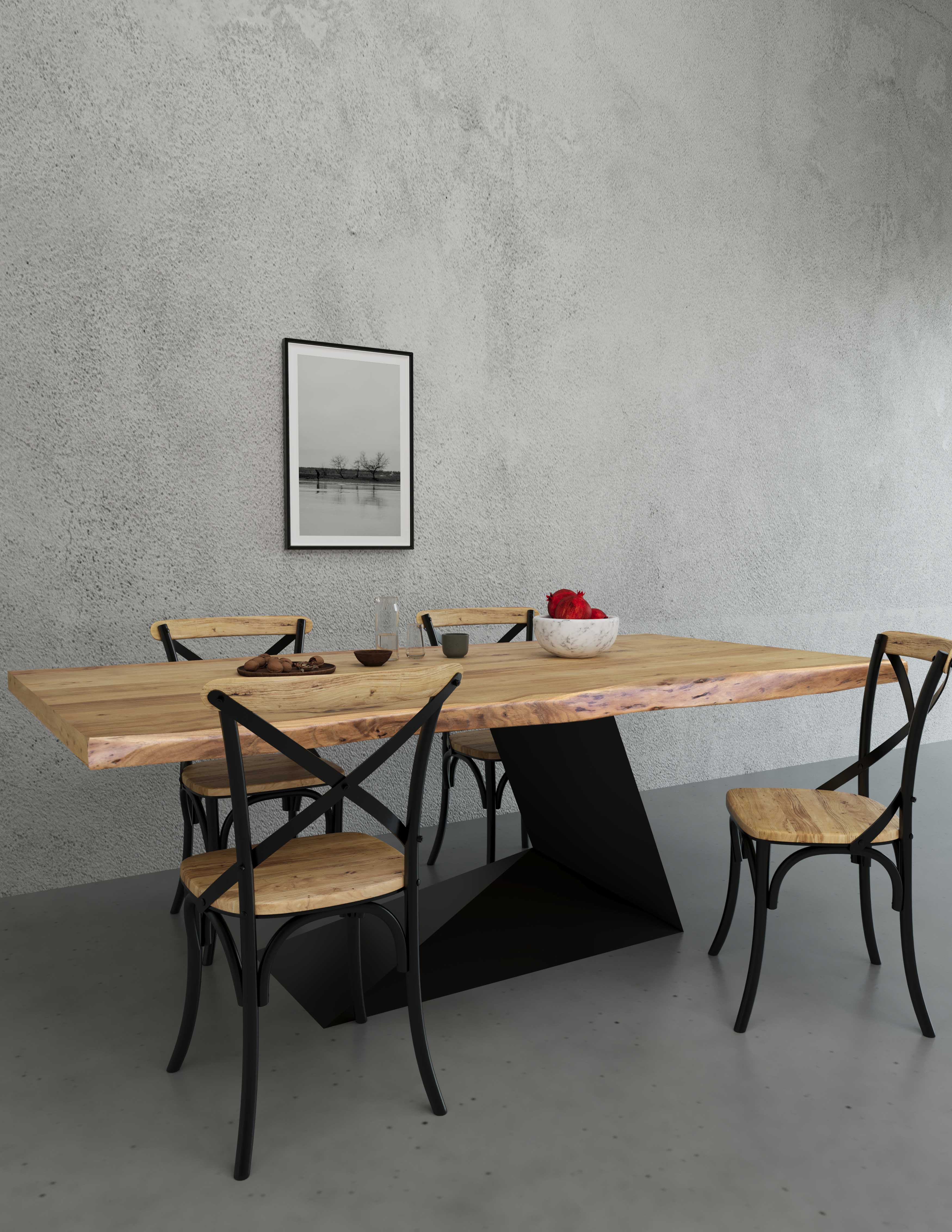 Title: Live-Edge Artistry and Geometric Noir