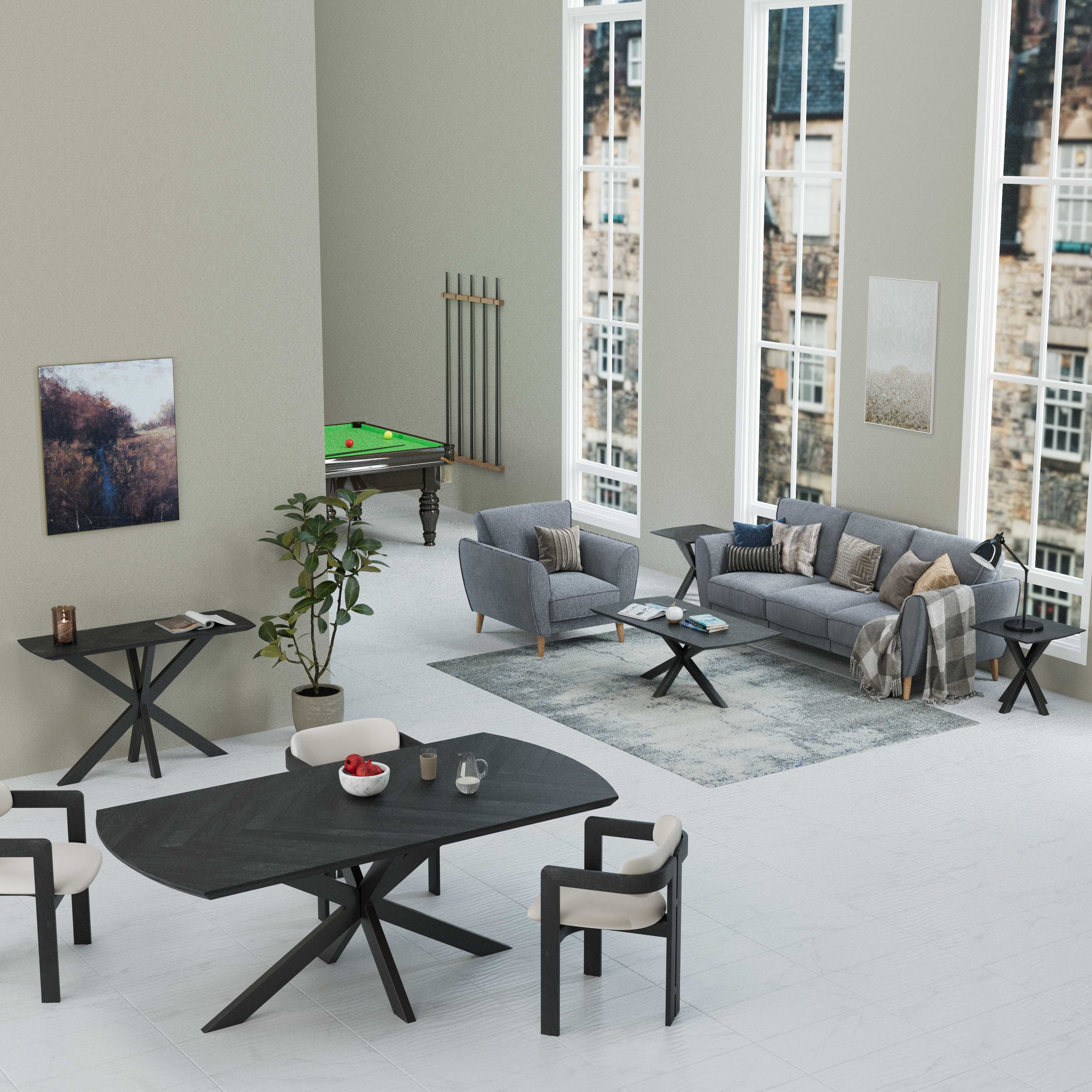 Sophisticated Noir Continuity in a Modern Grand Interior