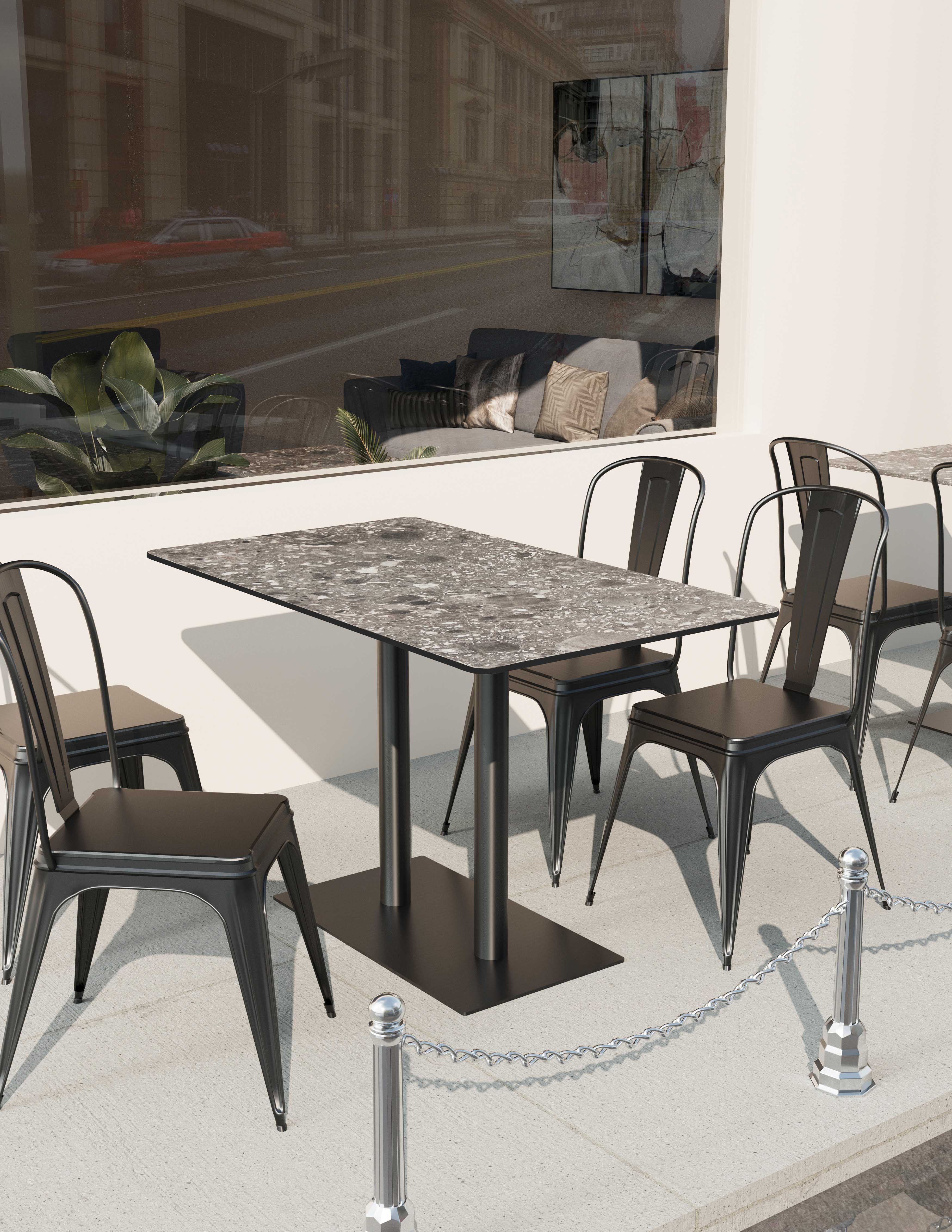 Industrial Urban Cafe Set in Terrazzo and Matte Black