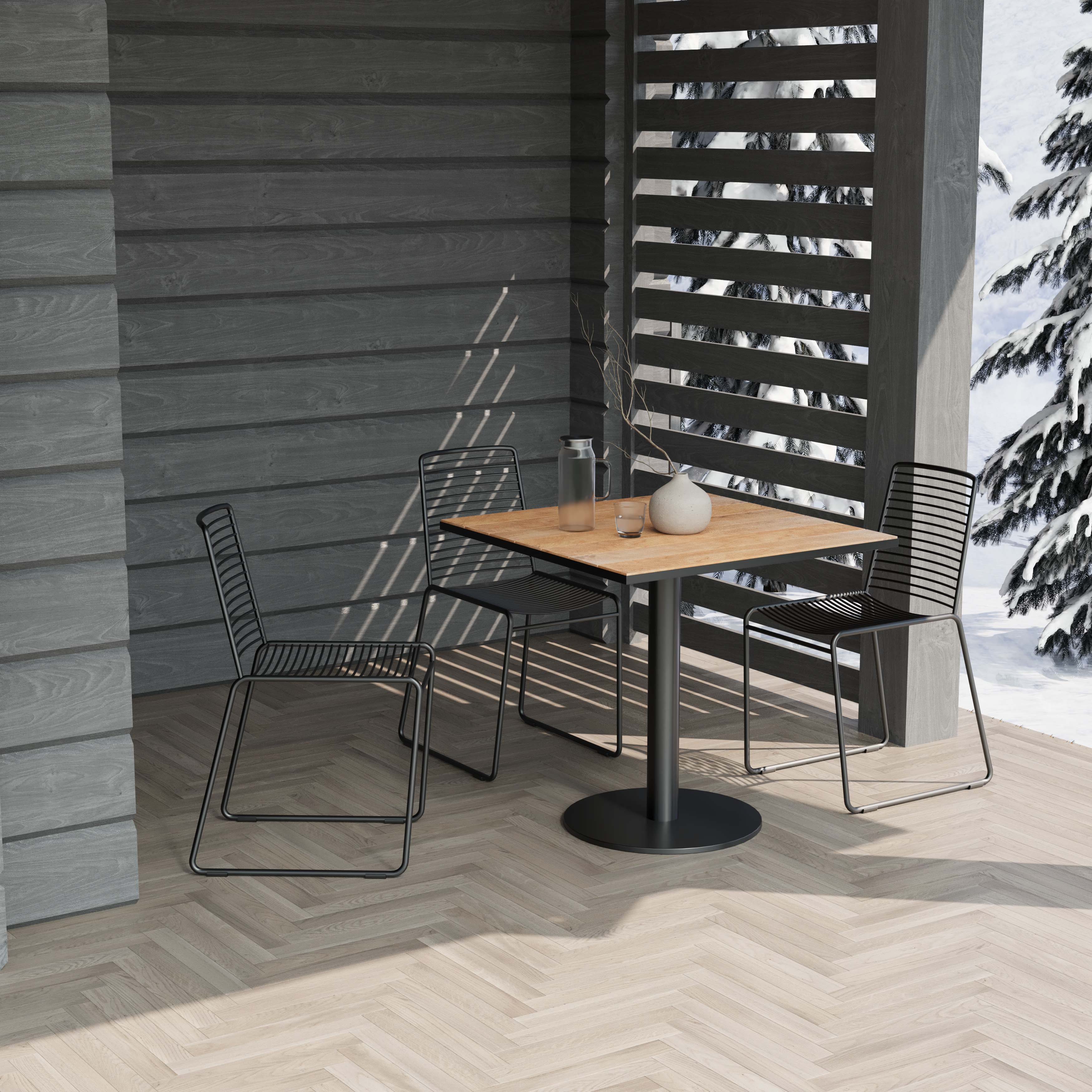 Alpine Minimalist Bistro Set in Honey Oak and Matte Black
